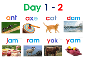 Read day 1- 2 ( flash card 8 page A4 -  picture )